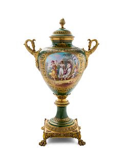 A Sèvres Style Gilt Bronze Mounted Urn