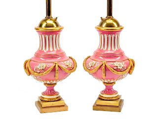 A Pair of Sèvres Style Porcelain Table Lamps 