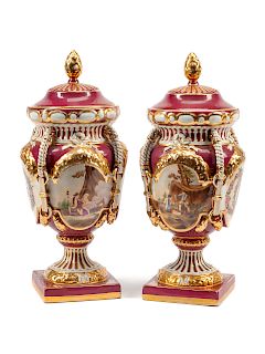 A Pair of Sèvres Style Porcelain Covered Potpourri