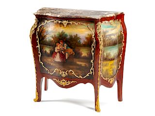 A Gilt Bronze Mounted Vernis Martin Style Painted Side Cabinet