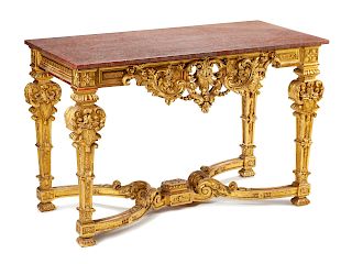 A French Neoclassical Style Giltwood Console Table 