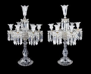 A Pair of Baccarat Cut Glass Candelabra 