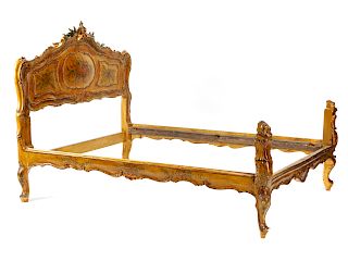 A Venetian Painted Bed Frame 