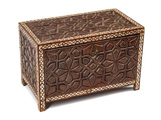 A Moorish Style Carved and Mother-of-Pearl Inlaid Table Casket