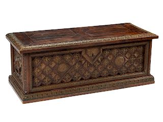 A Continental Parcel Gilt and Brass Inlaid Cassone 