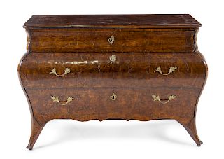 A Continental Burlwood Commode