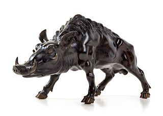 A Continental Bronze Model of a Boar 