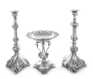 An Austrian Silver Three-Piece Silver Garniture