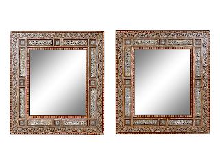 A Pair of Moroccan Mother-of-Pearl Inlaid Mirrors
