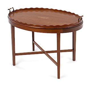 A George III Style Mahogany Tray with Later Stand