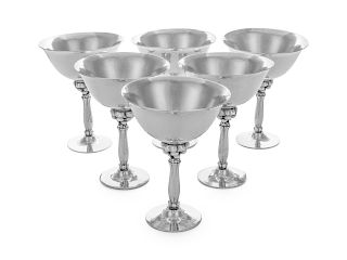 A Set of Six Danish Silver Champagne Coupes