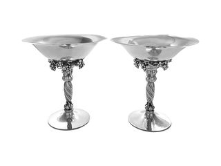 A Pair of Danish Silver Compotes