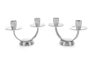 A Pair of American Silver Candlesticks