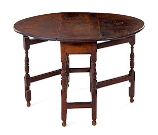 A William and Mary Oak Drop-Leaf Tavern Table