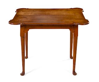 A Queen Anne Tiger Maple Porringer-Top Table 