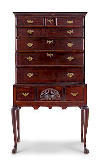 A Queen Anne Style Mahogany Highboy