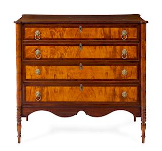 A Federal Mahogany and Figured Maple Chest of Drawers 