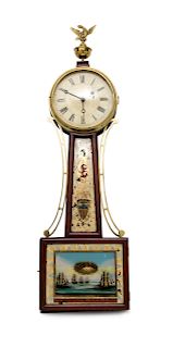 A Federal Mahogany Banjo Clock