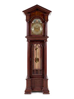 An American Mahogany Tube-Striking Tall Case Clock