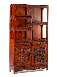 A Chinese Carved Hardwood Whatnot 