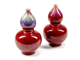 A Pair of Chinese Flambé Glazed Porcelain Vases