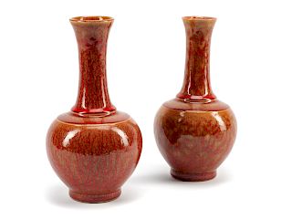 A Pair of Chinese Flambé Porcelain Vases 