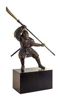 A Large Japanese Bronze Figure of a Warrior