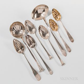 Eight Pieces of George III Irish Sterling Silver Flatware