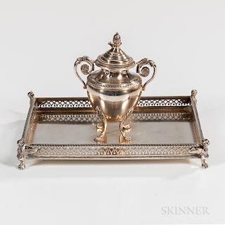 French .950 Silver Inkwell