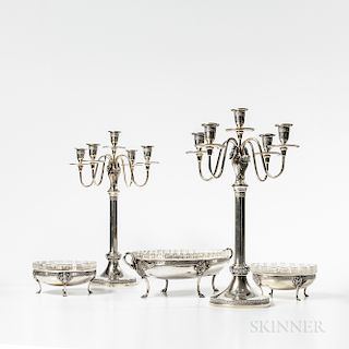 Five-piece German .800 Silver Garniture