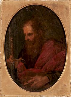 Manner of Giuseppe Vermiglio (Italian, 1585-1635)  St. Paul Holding a Book and Sword
