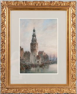 Cornelis Christiaan Dommelshuizen (1842-1928)  View of the Montelbaanstoren, Amsterdam
