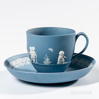 Wedgwood Solid Blue Jasper Cup and a Saucer