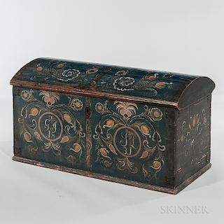 Polychrome Painted Dome-top Dower Chest