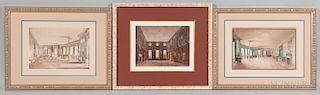 British School, 19th Century, Three Framed Etchings of Historic Interiors:, James Stephanoff (British, 1784-1874), Guard Chambers, Hamp