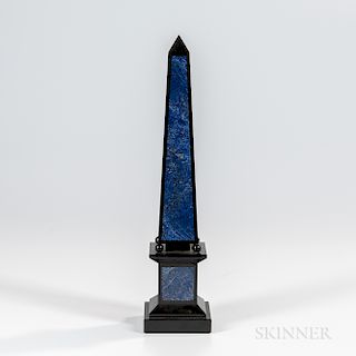 Lapis-inlaid Black Onyx Obelisk