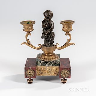 Two-light Gilt and Patinated Bronze Figural Candelabra