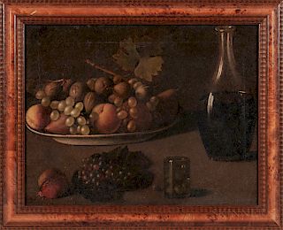 Dutch School, 19th Century  Still Life with Plate of Fruit and Carafe of Wine