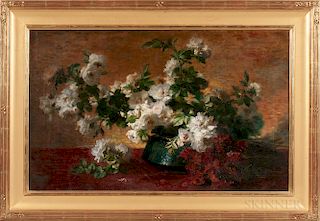 Charles Étienne Corpet (French, 1831-1903)  Still Life with Bountiful White Roses