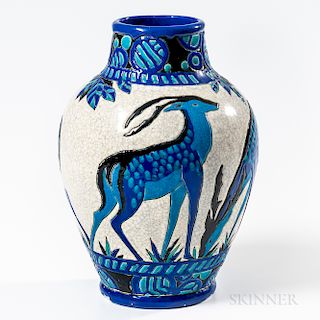 Boch Freres Keramis Biches Bleues Vase