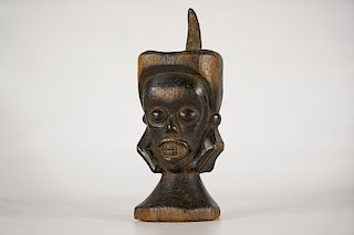 Unusual Nigerian Headcrest Figure 10"