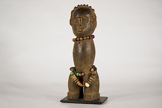Tanzanian Sculpture with Beaded Necklace on Base 10"
