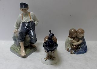 COPENHAGEN. Grouping of 3 Figurines.