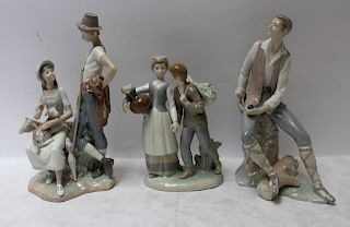 LLADRO. Grouping of 3 Porcelain Figurines.