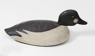 Antique Carved and Painted Swimming Goldeneye Drake Duck Decoy