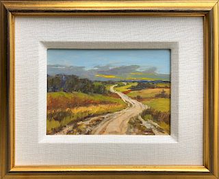 Helen Sharp Potter Oil on Board "The Road Through the Moors"