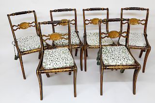 Set of Six English Regency Partial Gilt Dining Chairs