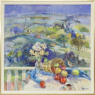 Sybil Goldsmith (1917-2005) Oil on Canvas "Basket of Apples"