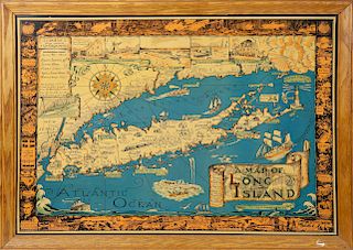 1939 Courtland Smith Chromolithograph "Map of Long Island"