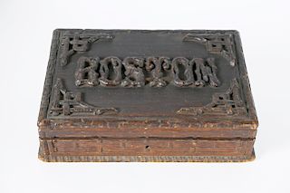 Folk Art Carved Game Box